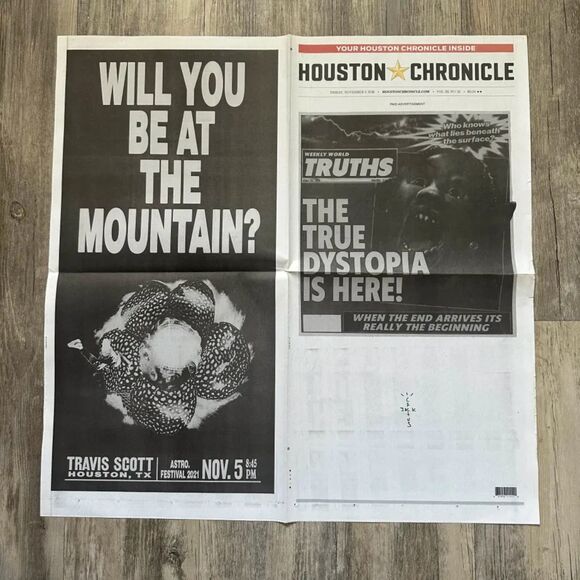 Travis Scott Cactus Jack Houston Chronicles Newspaper Astroworld Festival - Picture 5 of 5